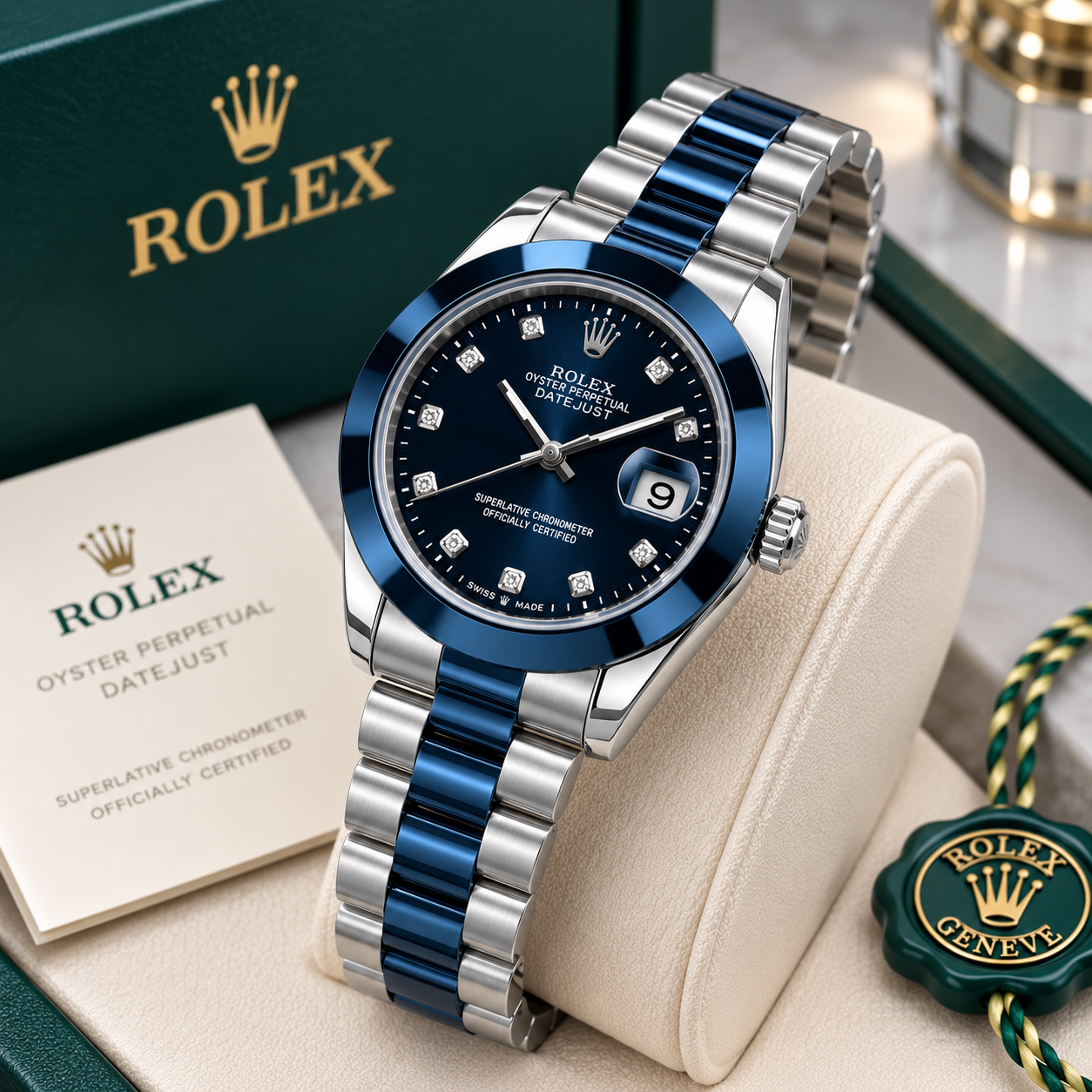 Blue & Silver Datejust Rolex Watch