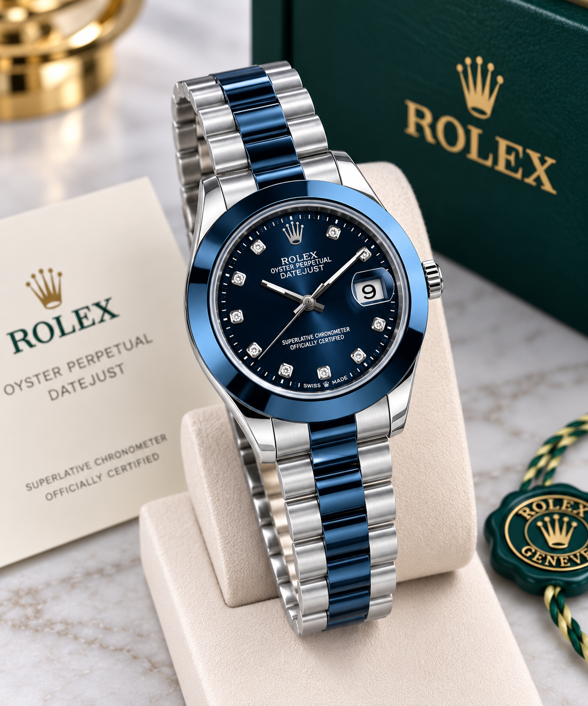 Blue & Silver Datejust Rolex Watch